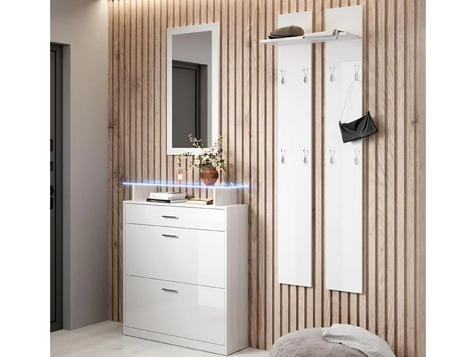 Ensemble d'entrée pour Hall d'entrée Couloir en Blanc avec LED 105x24x89cm Paola