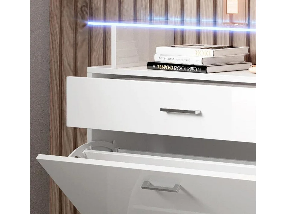 Ensemble d'entrée pour Hall d'entrée Couloir en Blanc avec LED 105x24x89cm Paola