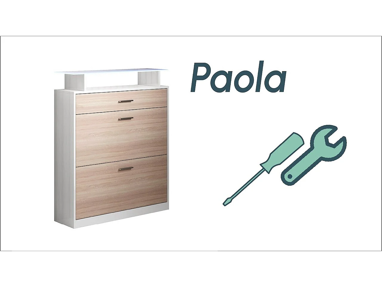 Meuble d’entrée à chaussures en Blanc et Gris avec LED 89x24x105cm Paola