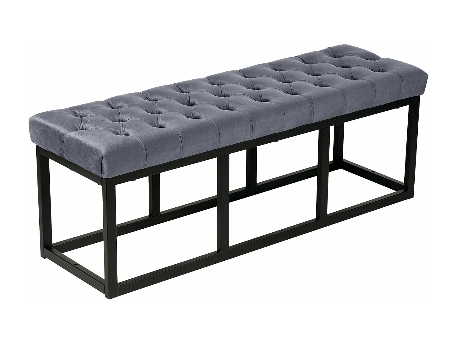 Banco banqueta pie de cama asiento diseño moderno tapizado 120 cm terciopelo gris metal negro mate M10_004442