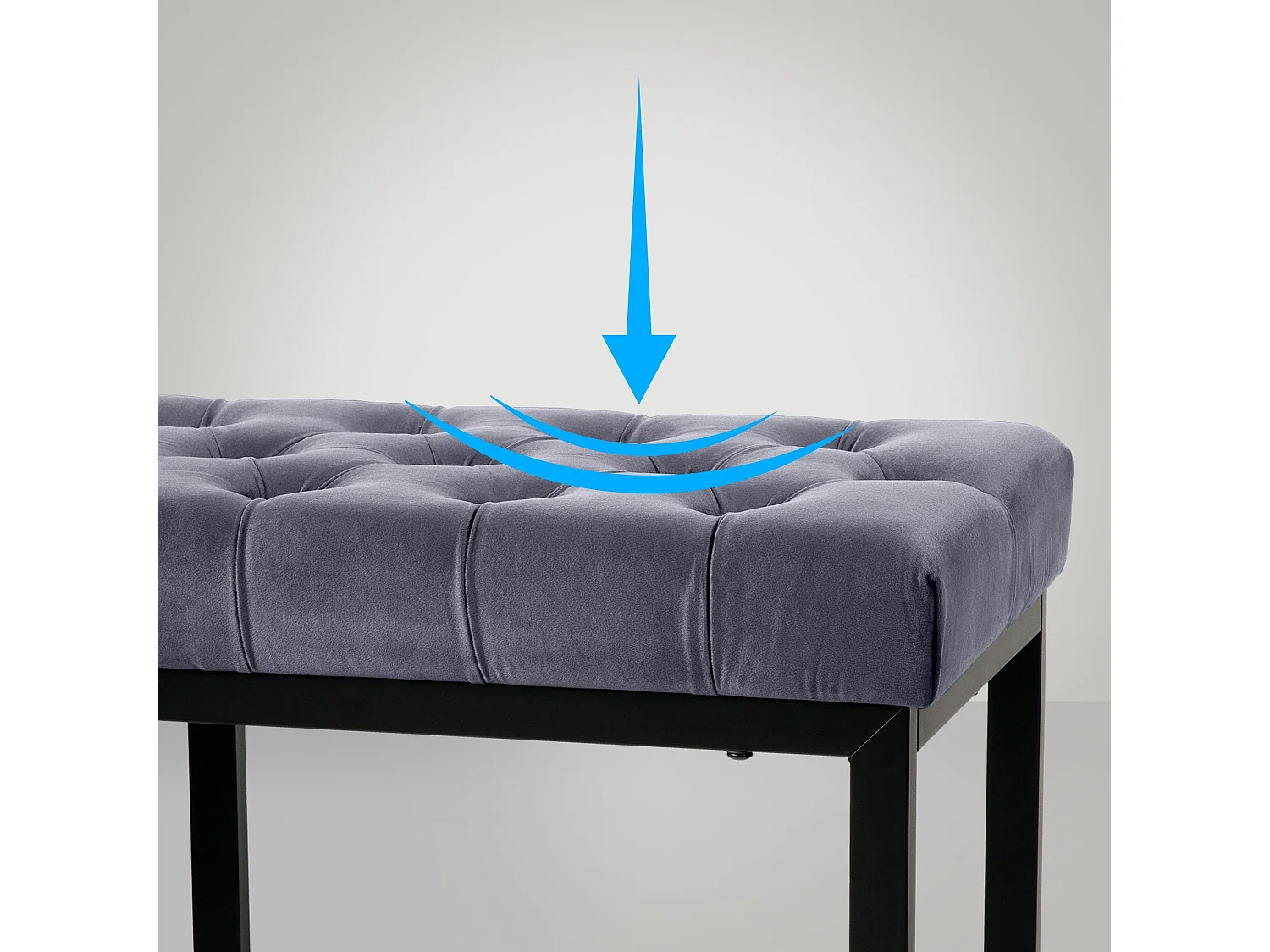 Banco banqueta pie de cama asiento diseño moderno tapizado 120 cm terciopelo gris metal negro mate M10_004442