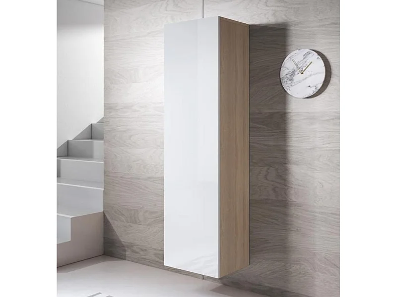 Vitrina para Salón comedor en Sonoma y Blanco 40x29x165cm Luke V4