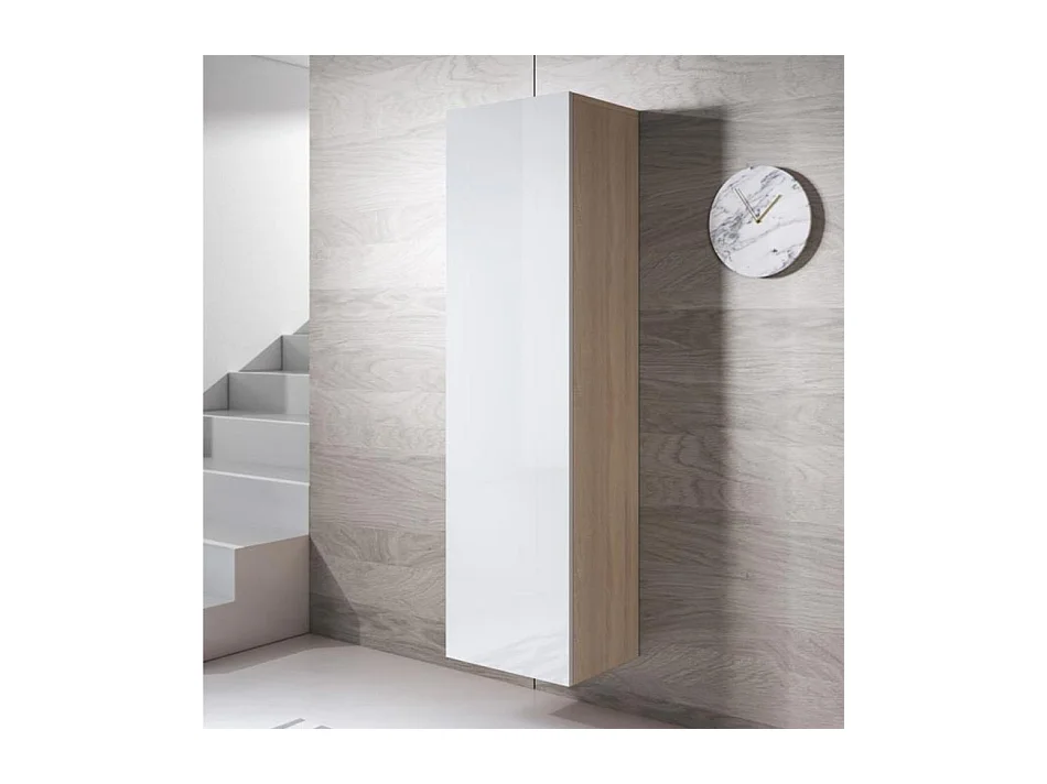 Vitrina para Salón comedor en Sonoma y Blanco 40x29x165cm Luke V4