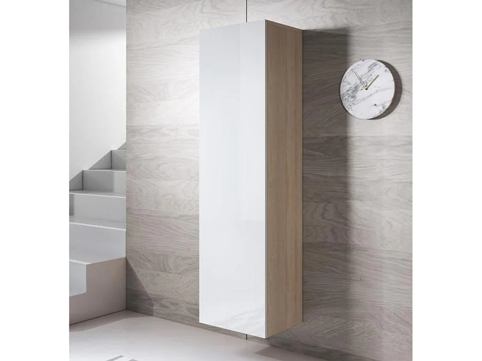 Vitrina para Salón comedor en Sonoma y Blanco 40x29x165cm Luke V4