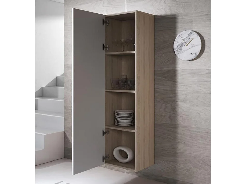 Vitrina para Salón comedor en Sonoma y Blanco 40x29x165cm Luke V4