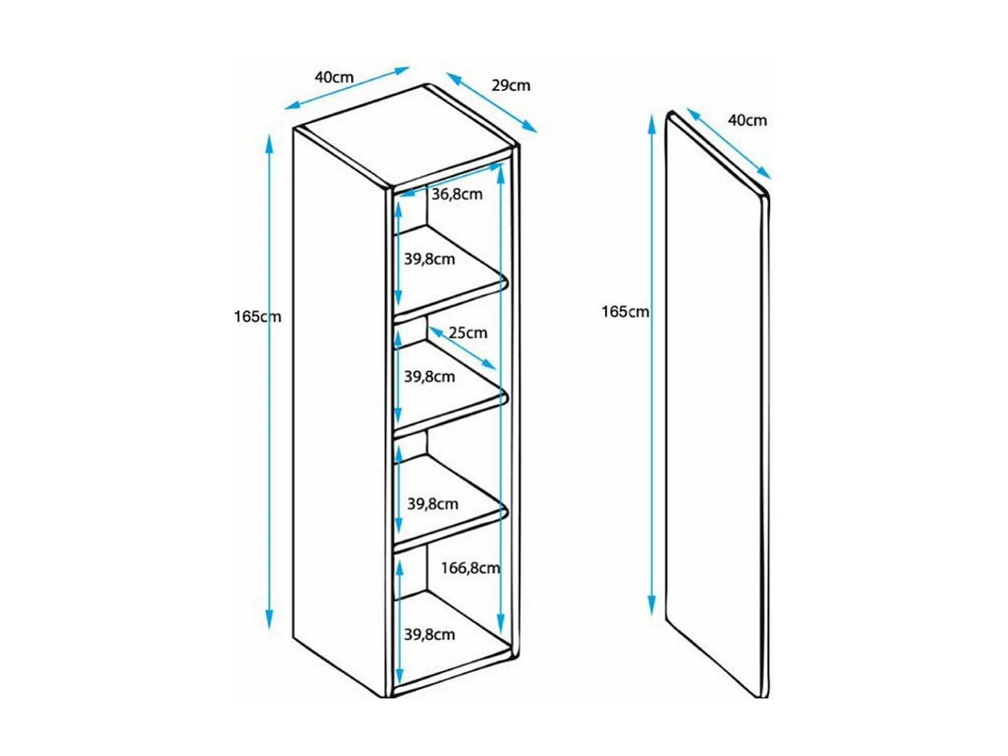 Vitrina para Salón comedor en Sonoma y Blanco 40x29x165cm Luke V4