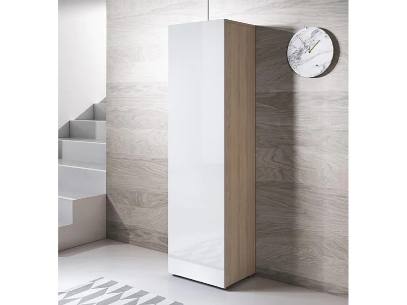 Vitrina para Salón comedor en Sonoma y Blanco 40x29x167cm Luke V4