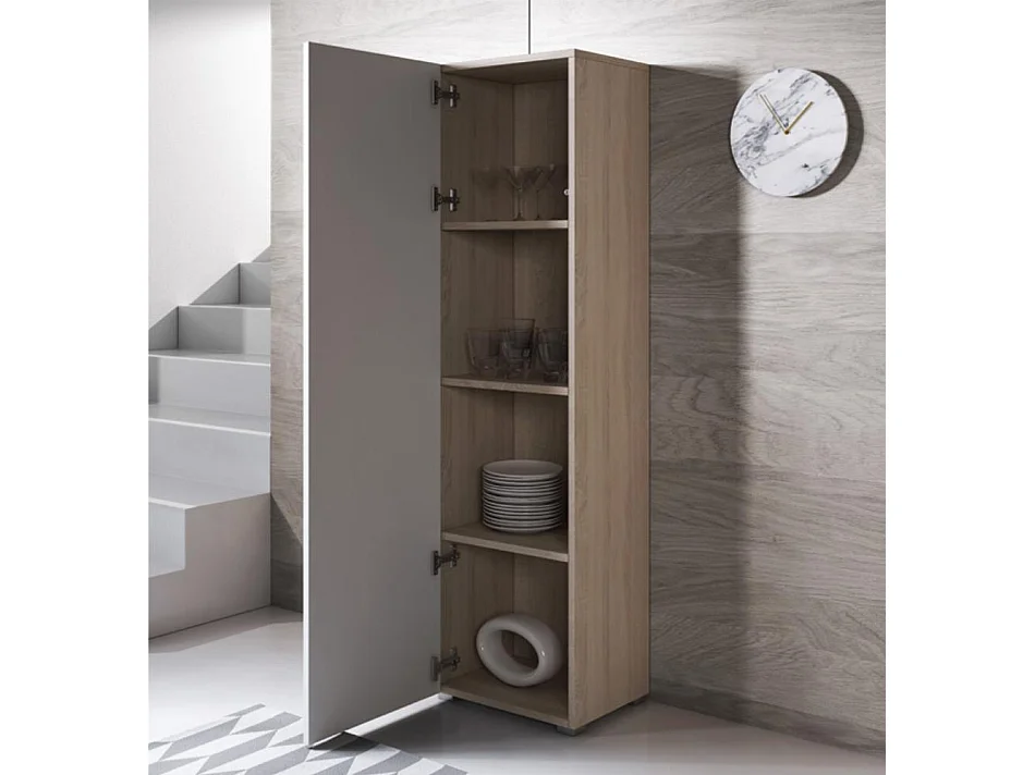 Vitrine pour Salon Salle à manger en Sonoma et Blanc 40x29x167cm Luke V4