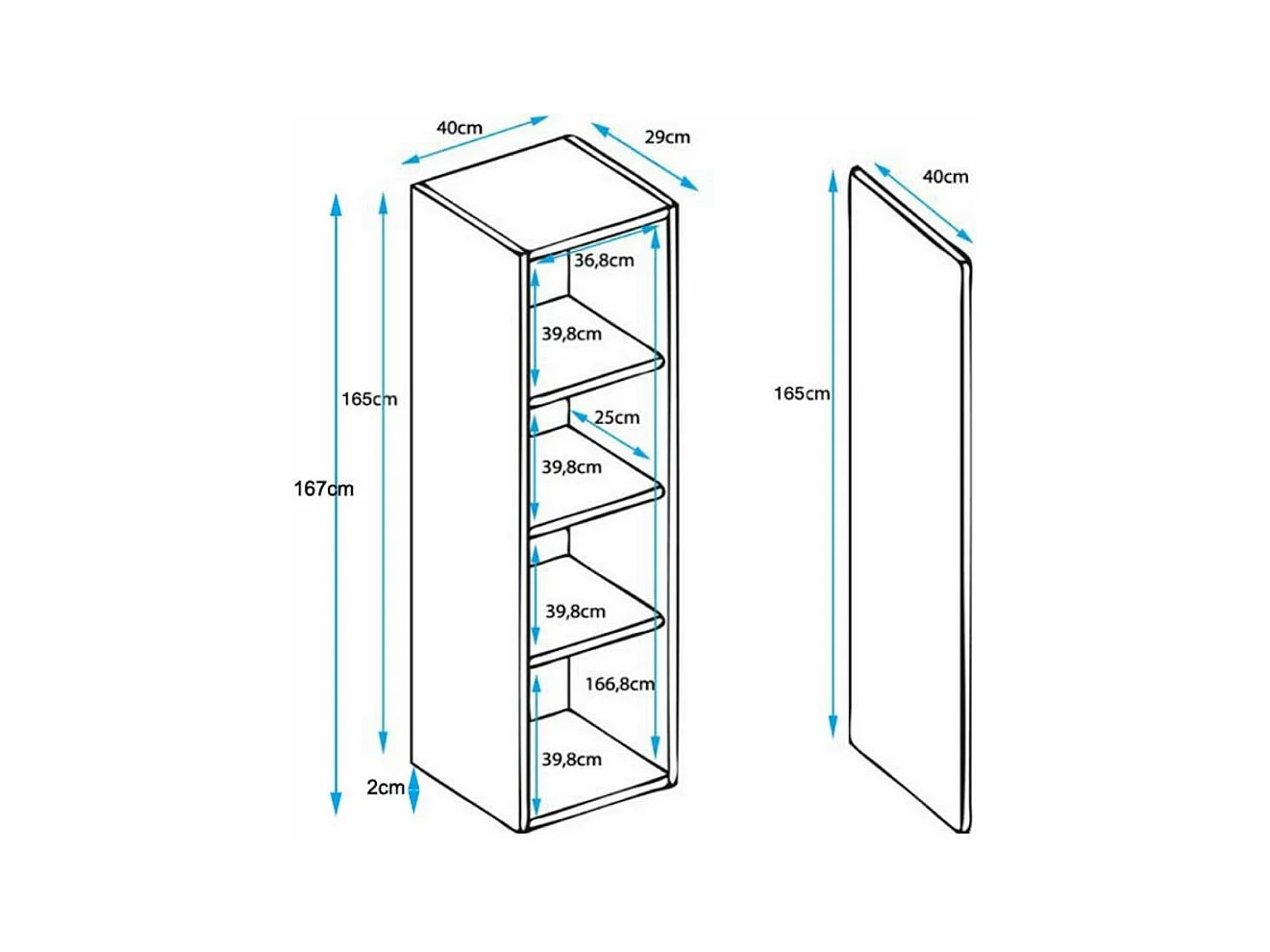 Vitrine pour Salon Salle à manger en Sonoma et Blanc 40x29x167cm Luke V4