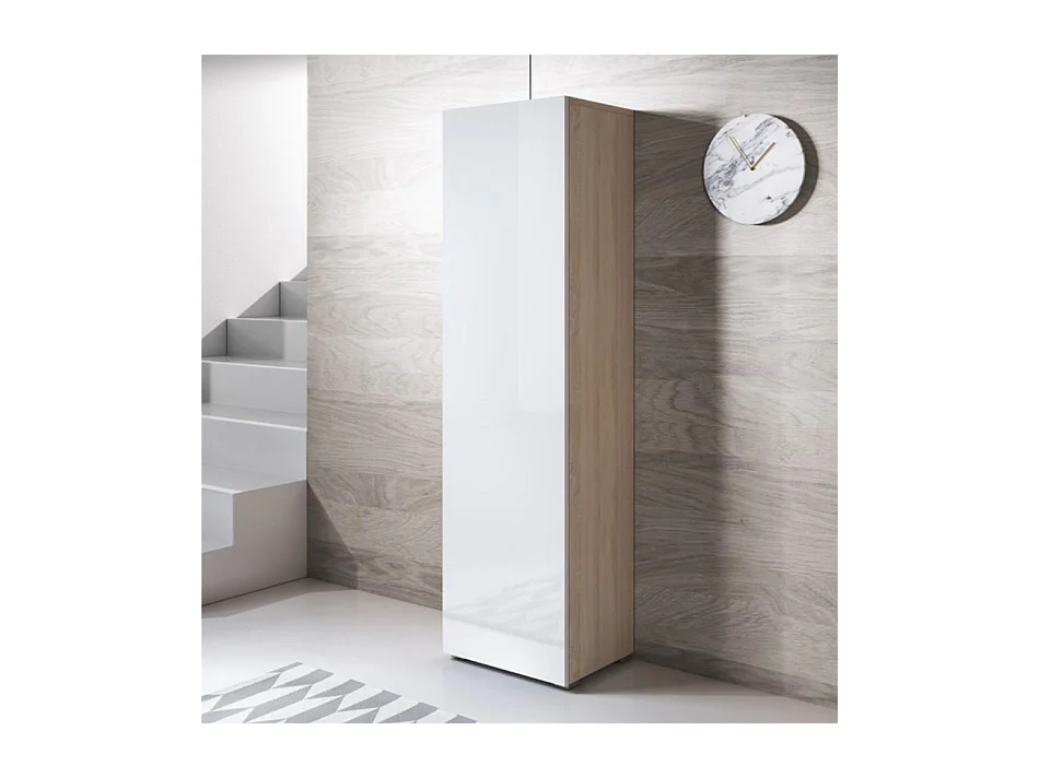 Vitrina para Salón comedor en Sonoma y Blanco 40x29x167cm Luke V4