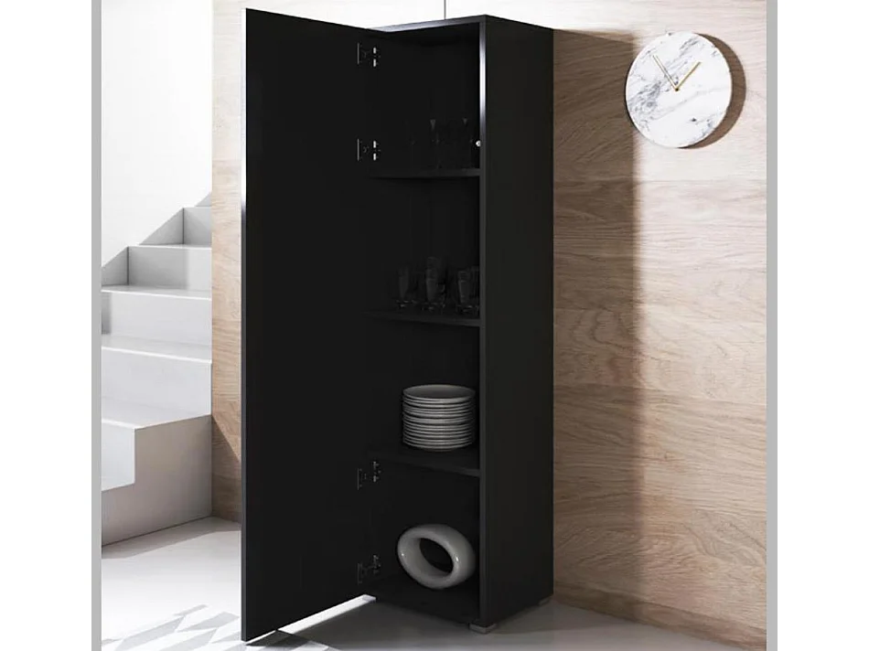 Vitrine pour Salon Salle à manger en Noir 40x29x167cm Luke V4