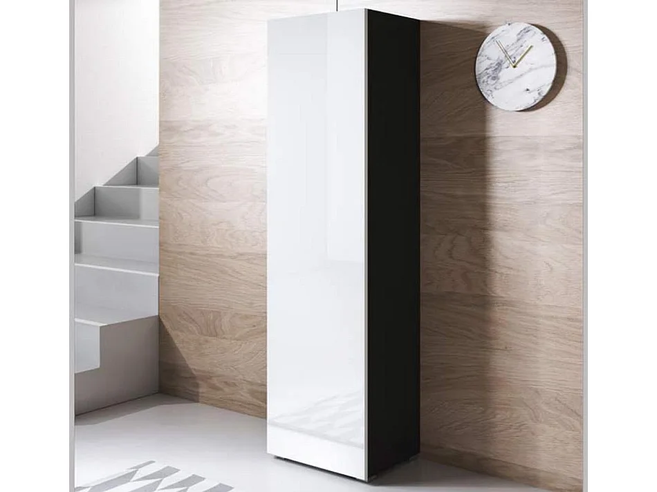 Vitrine pour Salon Salle à manger en Noir et Blanc 40x29x167cm Luke V4