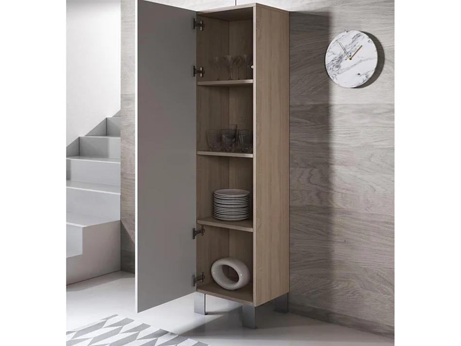 Vitrine pour Salon Salle à manger en Sonoma et Blanc 40x29x177cm Luke V4