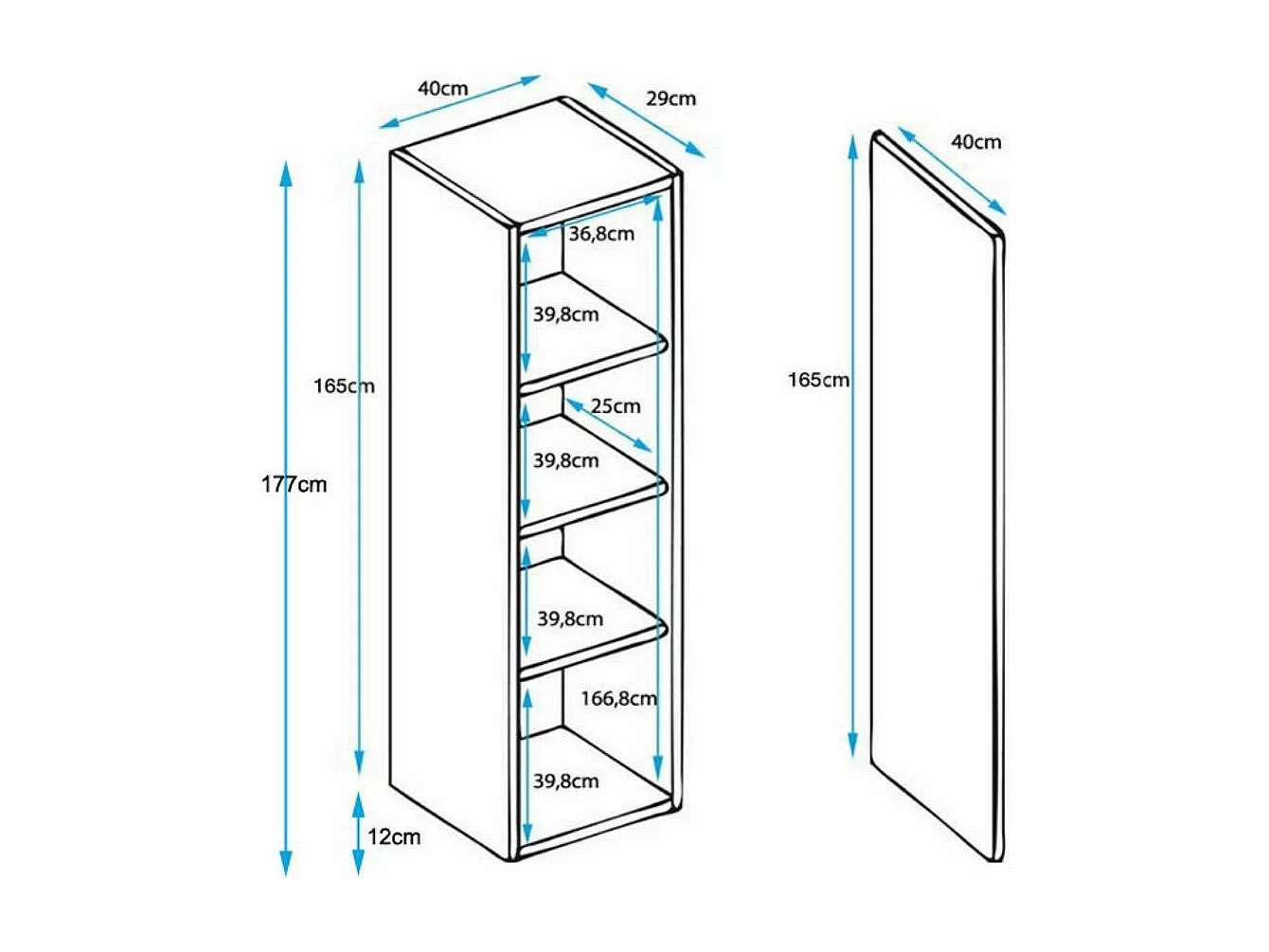 Vitrine pour Salon Salle à manger en Sonoma et Blanc 40x29x177cm Luke V4