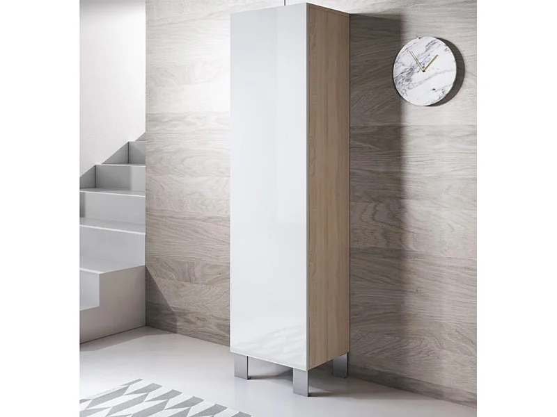 Vitrina para Salón comedor en Sonoma y Blanco 40x29x177cm Luke V4