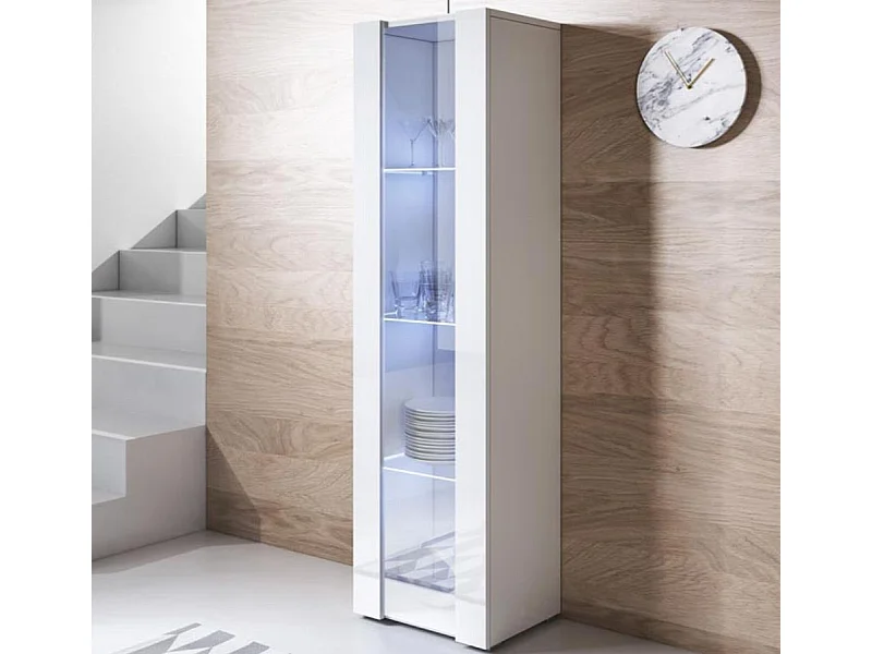 Vitrina para Salón comedor en Blanco con LED 40x29x167cm Luke V5