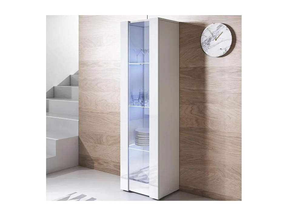 Vitrina para Salón comedor en Blanco con LED 40x29x167cm Luke V5