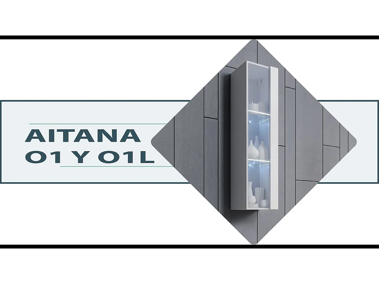 Armoire murale pour Salon Salle à manger en Blanc 30x30x120cm Aitana O1