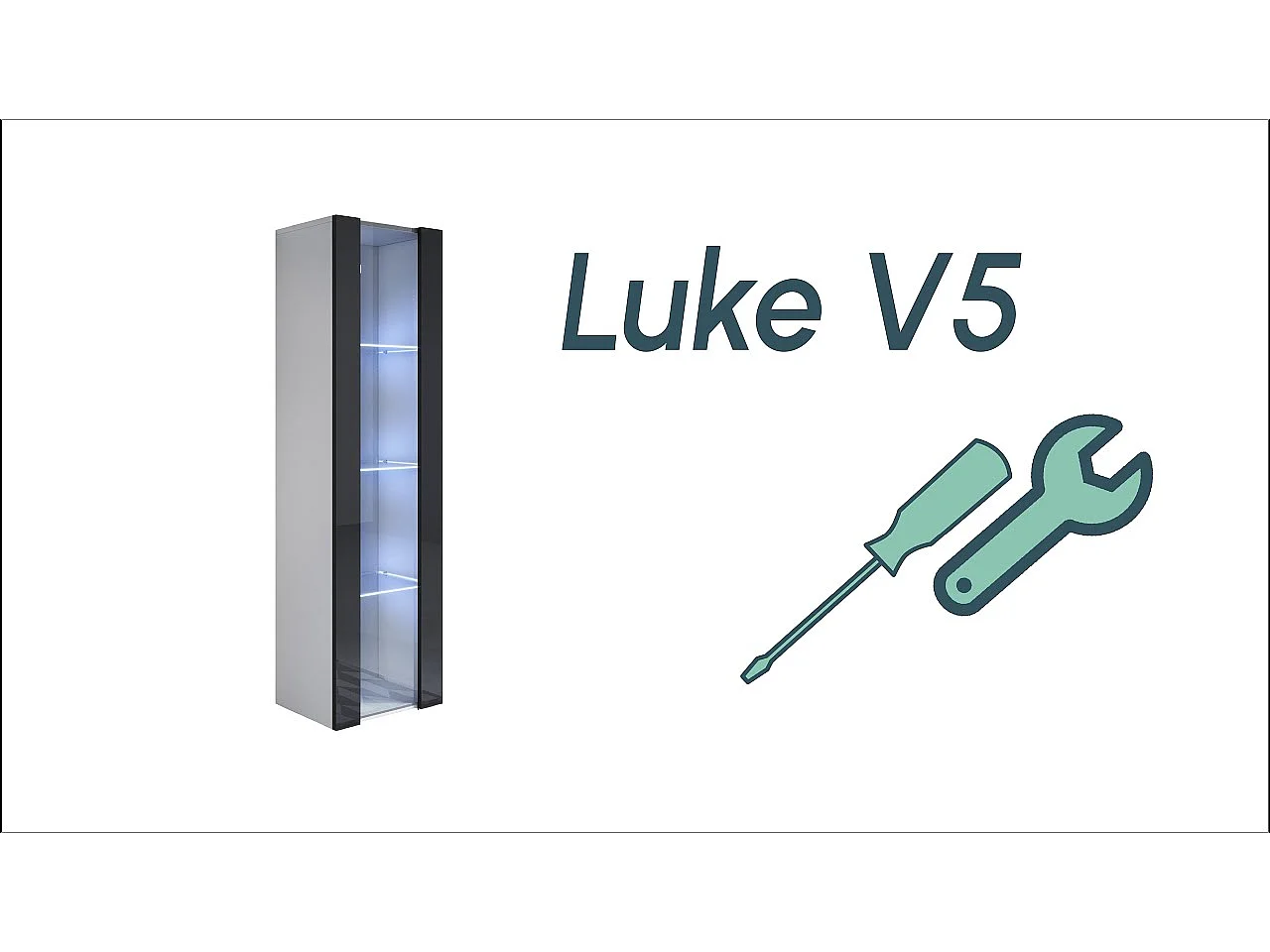 Vitrine pour Salon Salle à manger en Blanc avec LED 40x29x177cm Luke V5