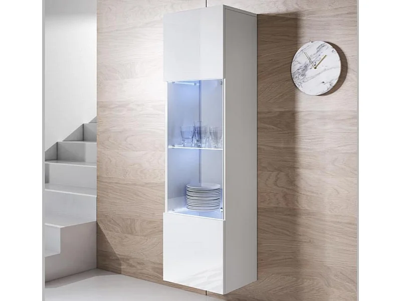Vitrina para Salón comedor en Blanco con LED 40x29x165cm Luke V6