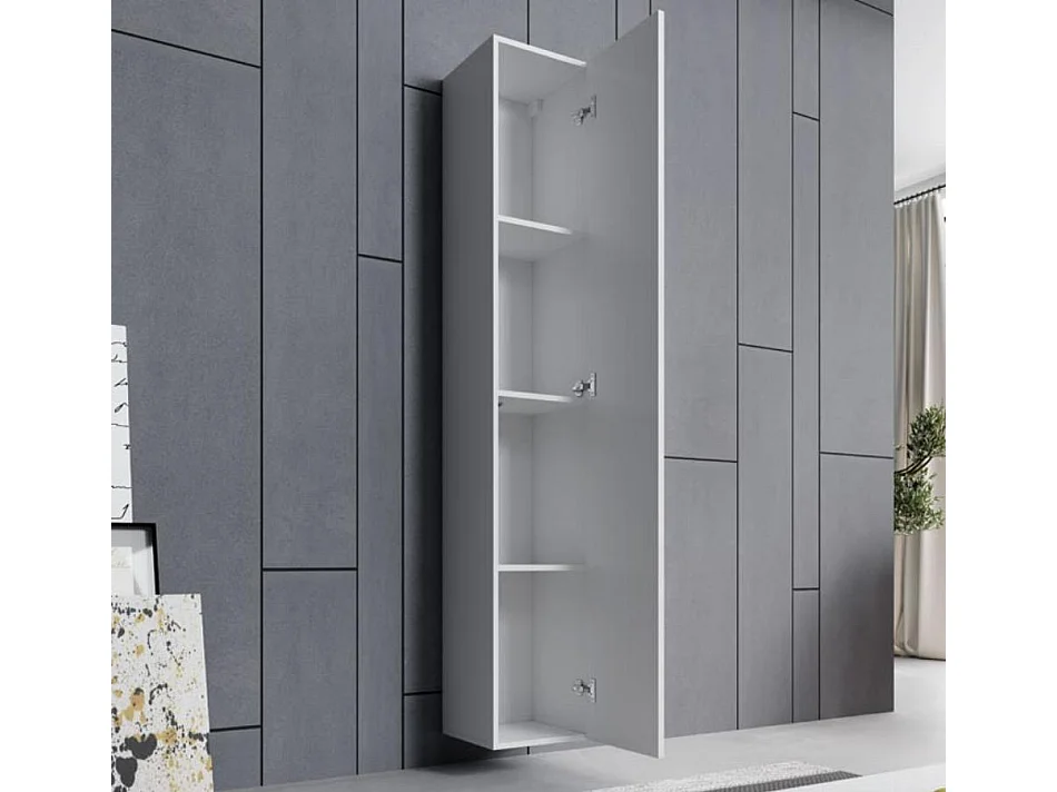 Armoire murale pour Salon Salle à manger en Blanc 30x30x180cm Aitana O2