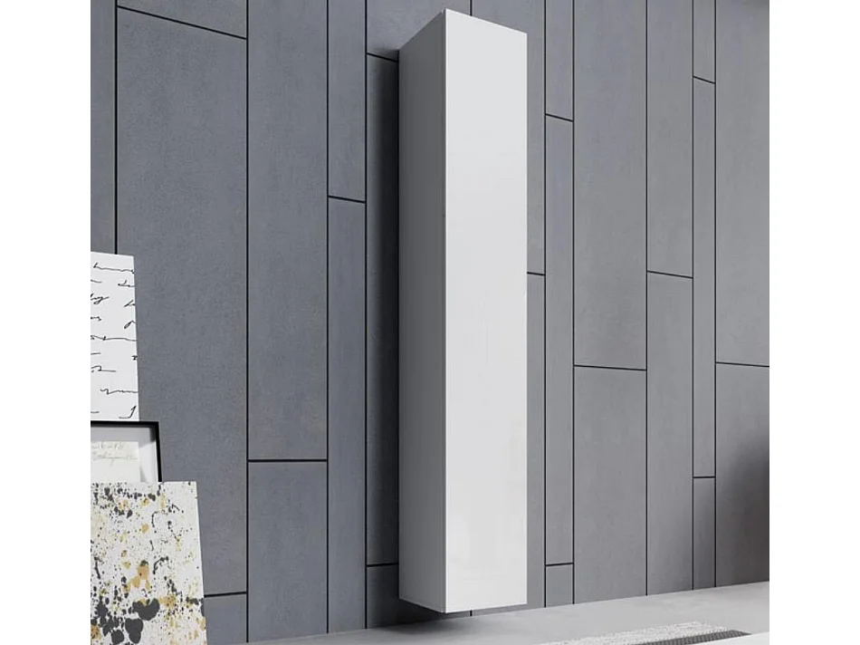 Armoire murale pour Salon Salle à manger en Blanc 30x30x180cm Aitana O2