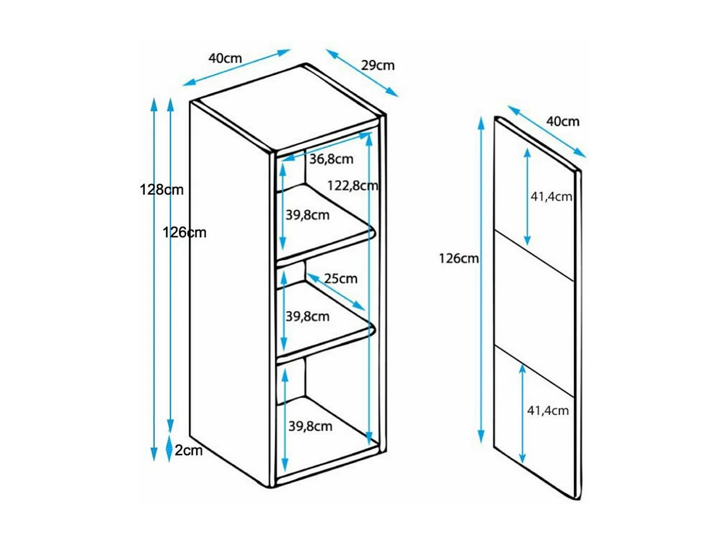 Vitrina para Salón comedor en Blanco y Negro con LED 40x29x128cm Luke V3