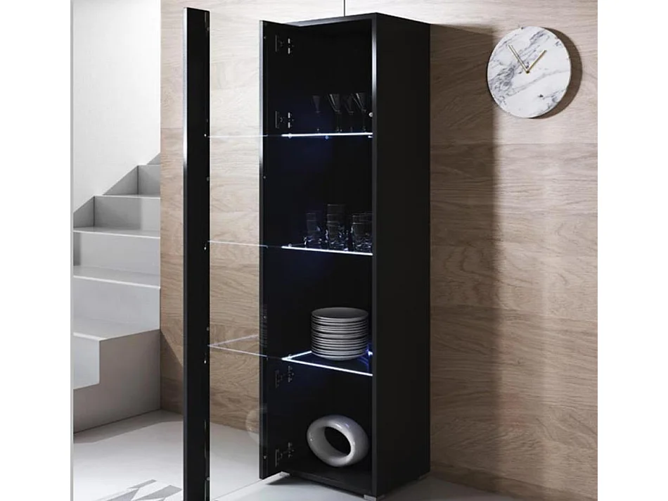 Vitrina para Salón comedor en Negro con LED 40x29x167cm Luke V5
