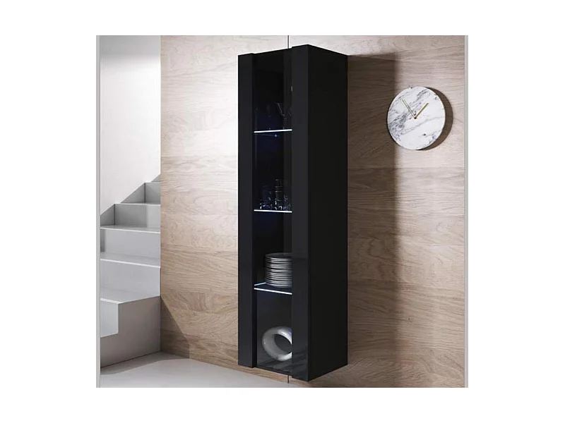 Vitrina para Salón comedor en Negro con LED 40x29x165cm Luke V5