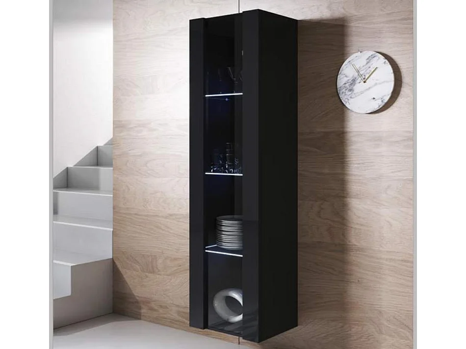 Vitrina para Salón comedor en Negro con LED 40x29x165cm Luke V5