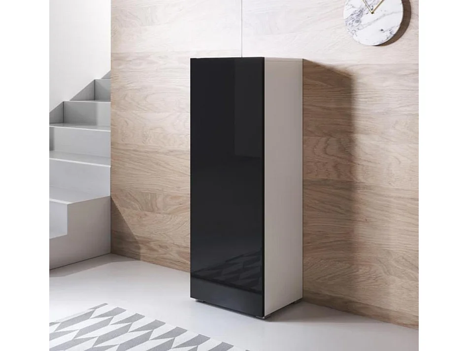 Vitrine pour Salon Salle à manger en Blanc et Noir 40x29x128cm Luke V1