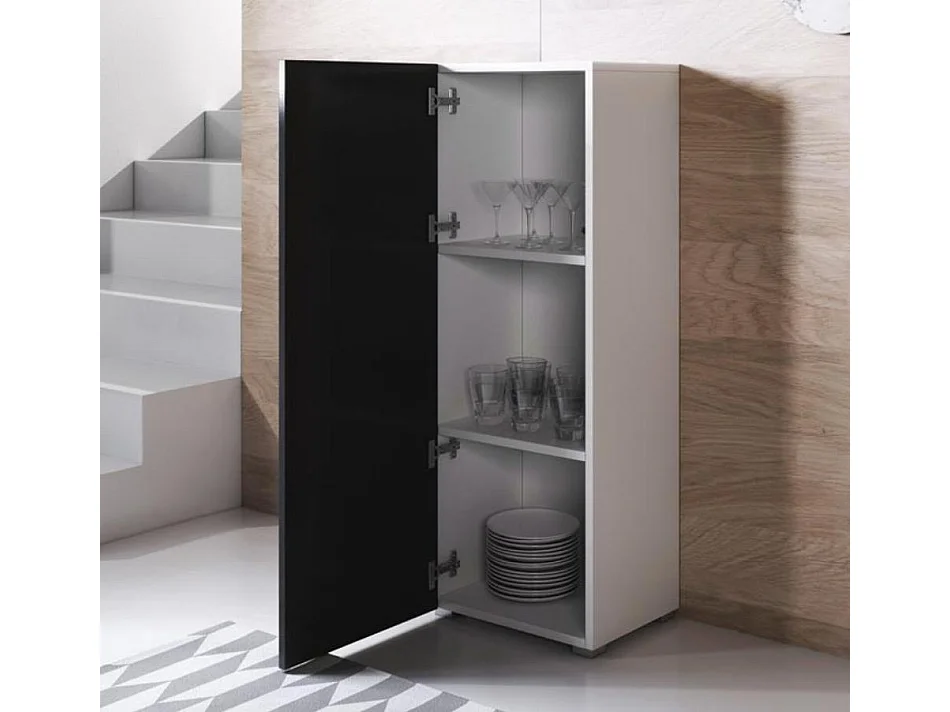 Vitrina para Salón comedor en Blanco y Negro 40x29x128cm Luke V1