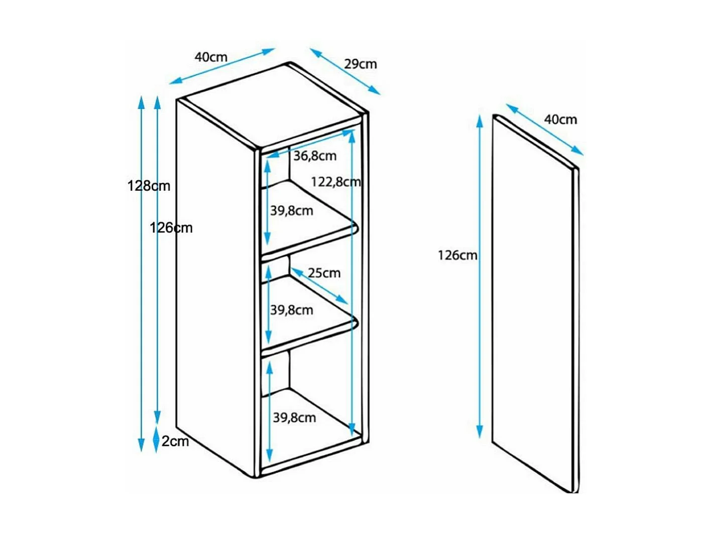 Vitrina para Salón comedor en Blanco y Negro 40x29x128cm Luke V1