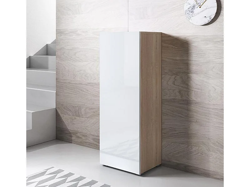 Vitrina para Salón comedor en Sonoma y Blanco 40x29x128cm Luke V1