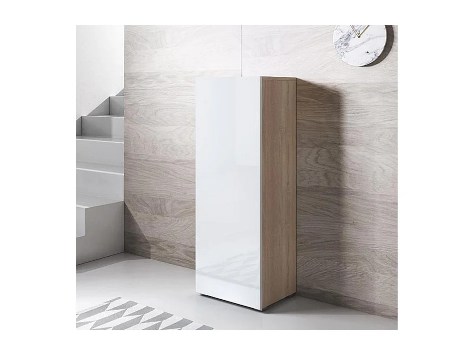 Vitrine pour Salon Salle à manger en Sonoma et Blanc 40x29x128cm Luke V1