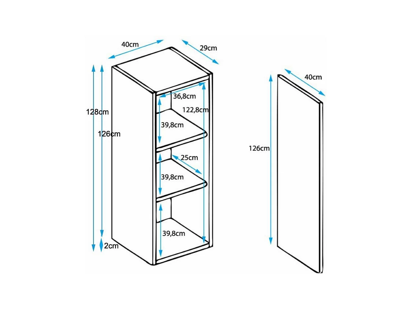 Vitrine pour Salon Salle à manger en Sonoma et Blanc 40x29x128cm Luke V1