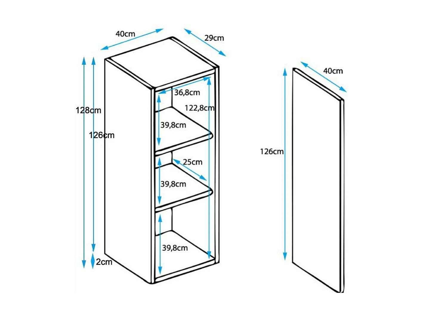 Vitrine pour Salon Salle à manger en Sonoma et Blanc 40x29x128cm Luke V1
