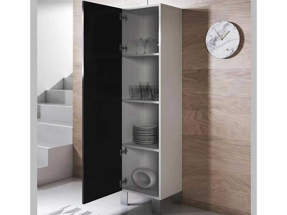 Vitrina para Salón comedor en Blanco y Negro 40x29x177cm Luke V4
