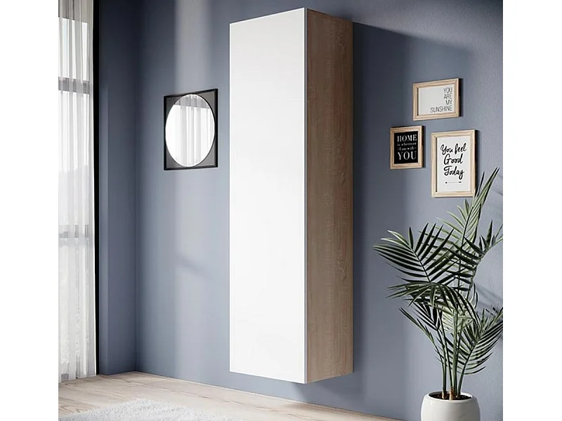 Armario colgante para Salón comedor en Sonoma y Blanco 40x29x165cm Eliot