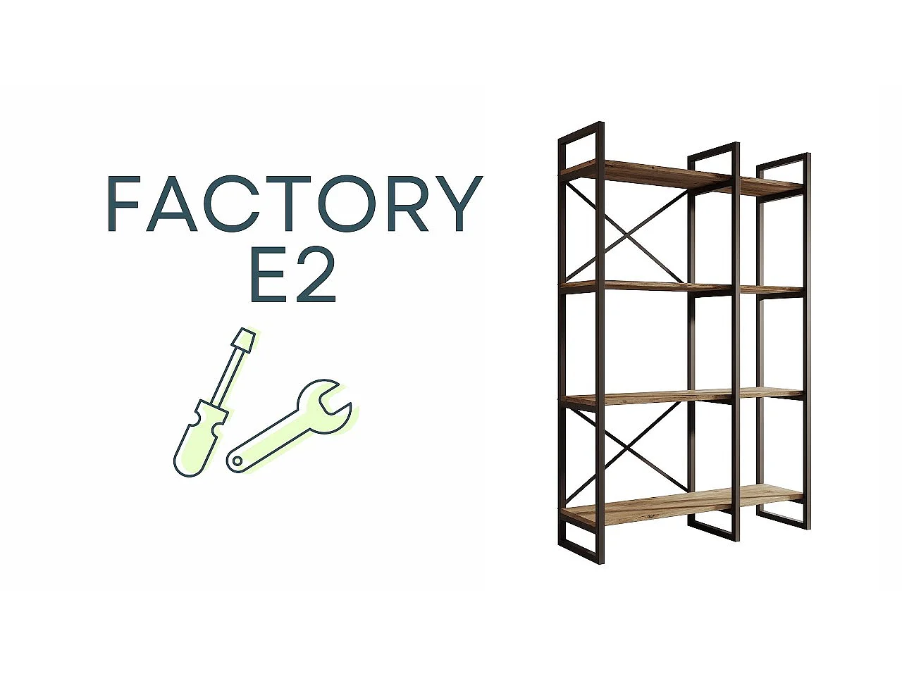 Etagère pour Salon Salle à manger en Pin Atlantique et Acier 87,5x30x138cm Factory E