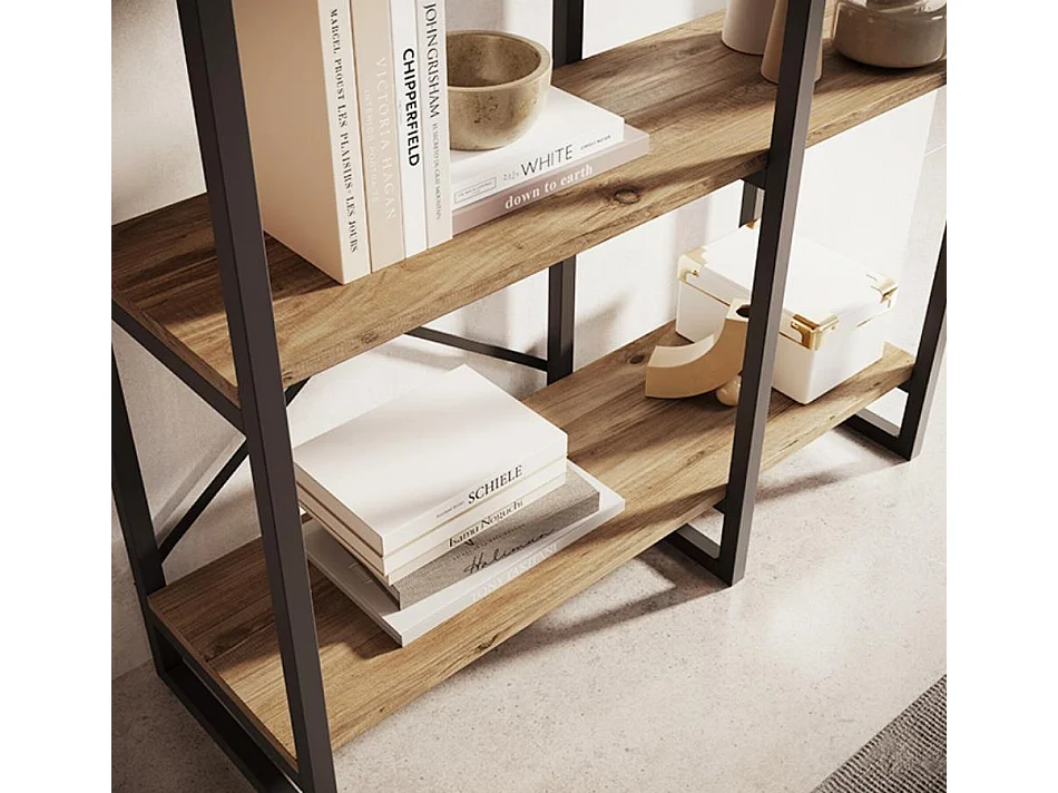 Etagère pour Salon Salle à manger en Pin Atlantique et Acier 87,5x30x138cm Factory E