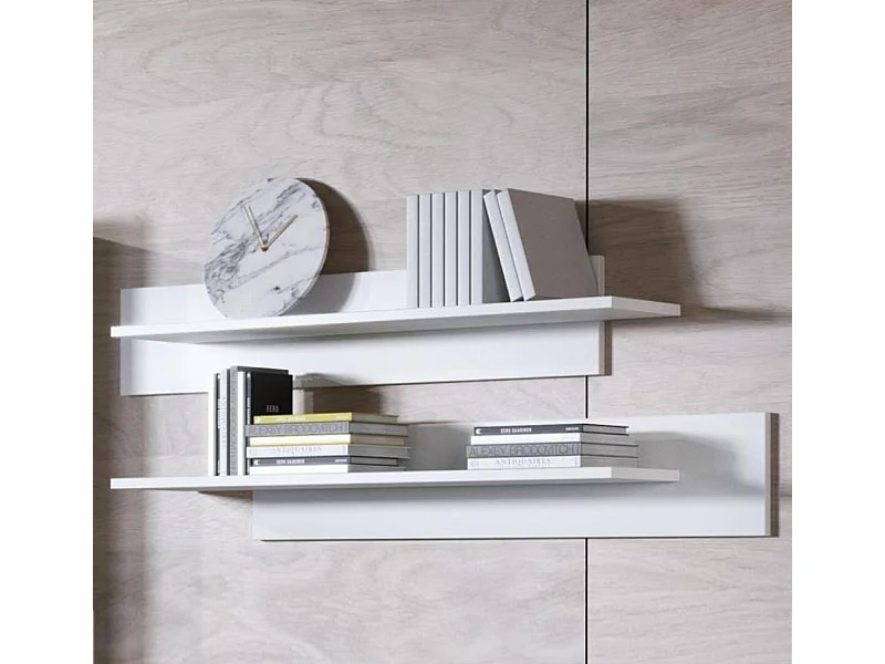 Lot 2 Etagères pour Salon Salle à manger en Blanc 100x20x20cm Luke