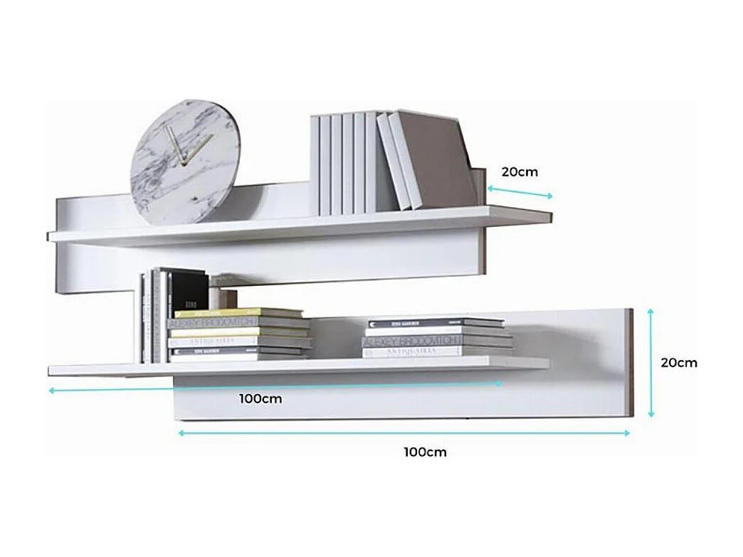 Conjunto 2 Estantes para Salón comedor en Blanco 100x20x20cm Estela