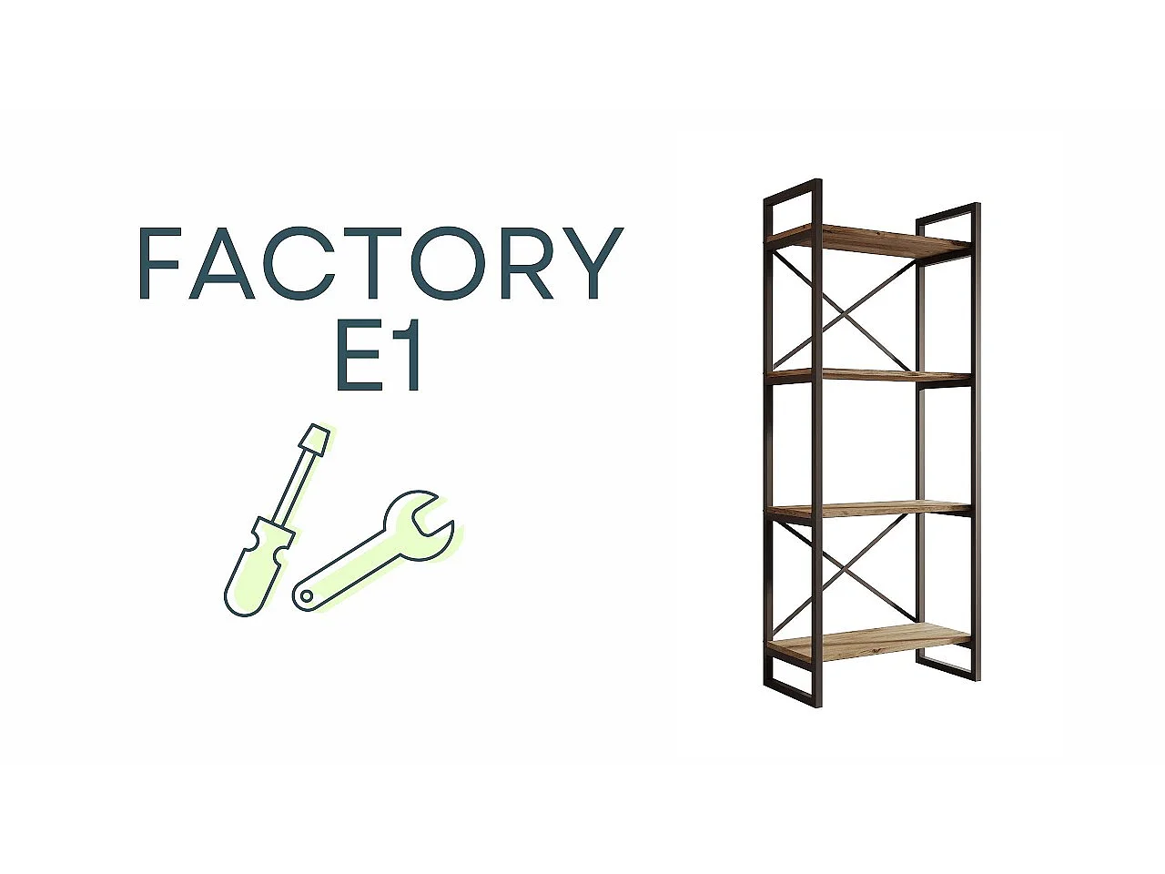 Etagère pour Salon Salle à manger en Pin Atlantique et Acier 55x30x138cm Factory E