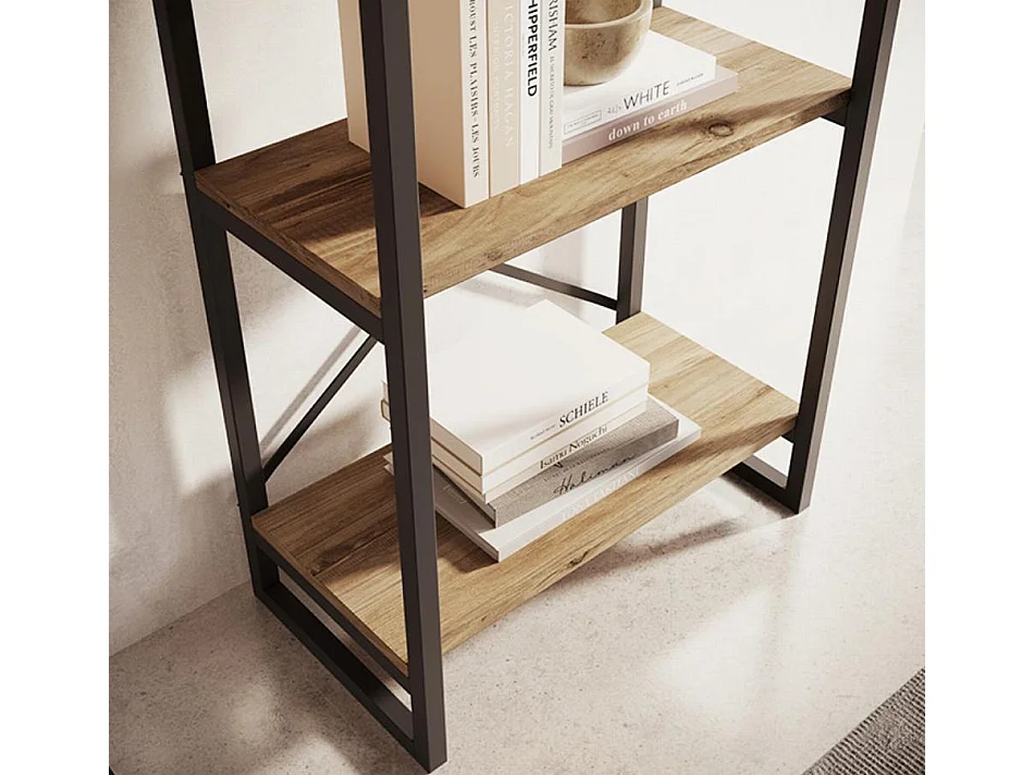 Etagère pour Salon Salle à manger en Pin Atlantique et Acier 55x30x138cm Factory E