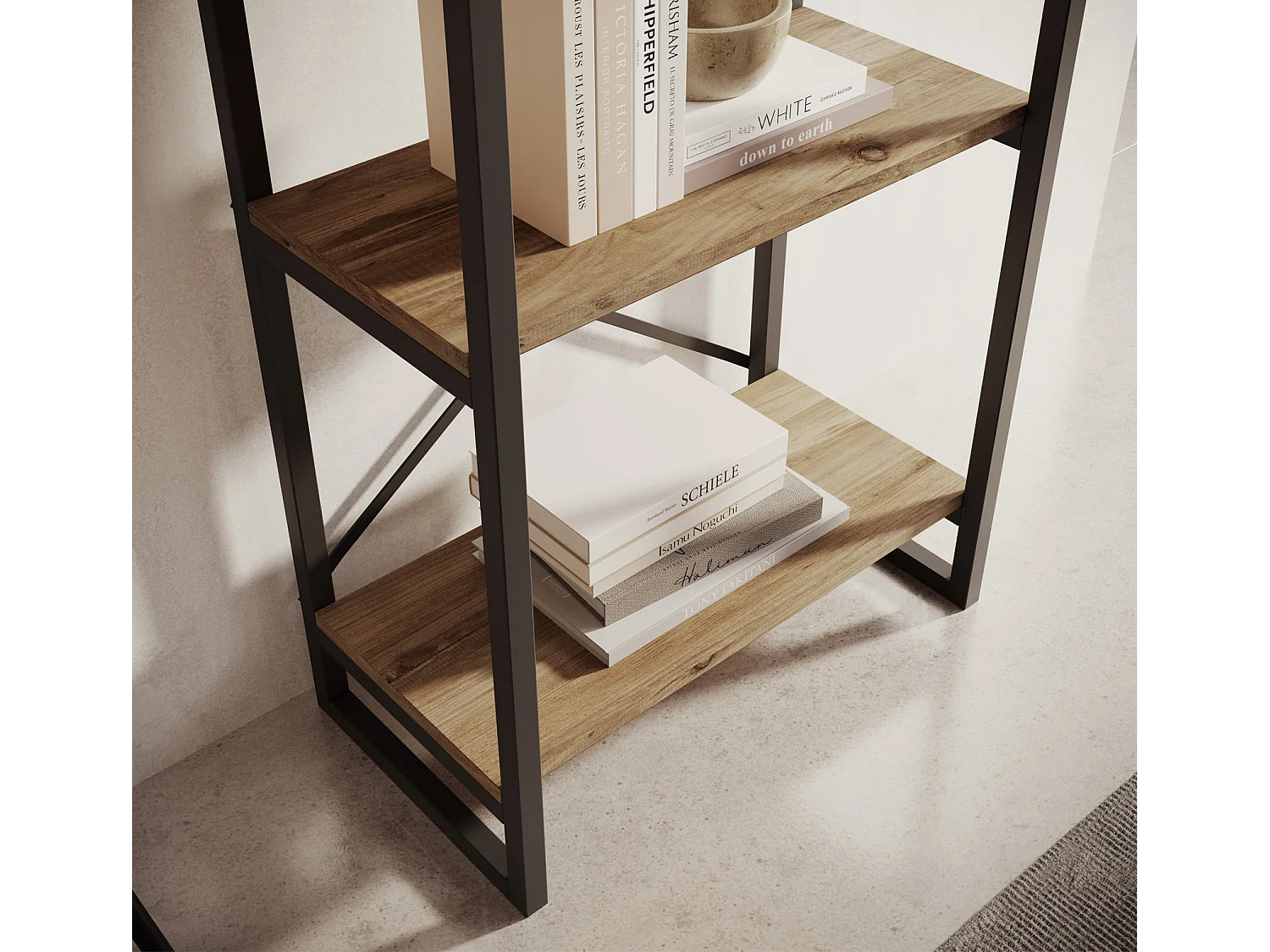 Etagère pour Salon Salle à manger en Pin Atlantique et Acier 58x30x138cm Factory E