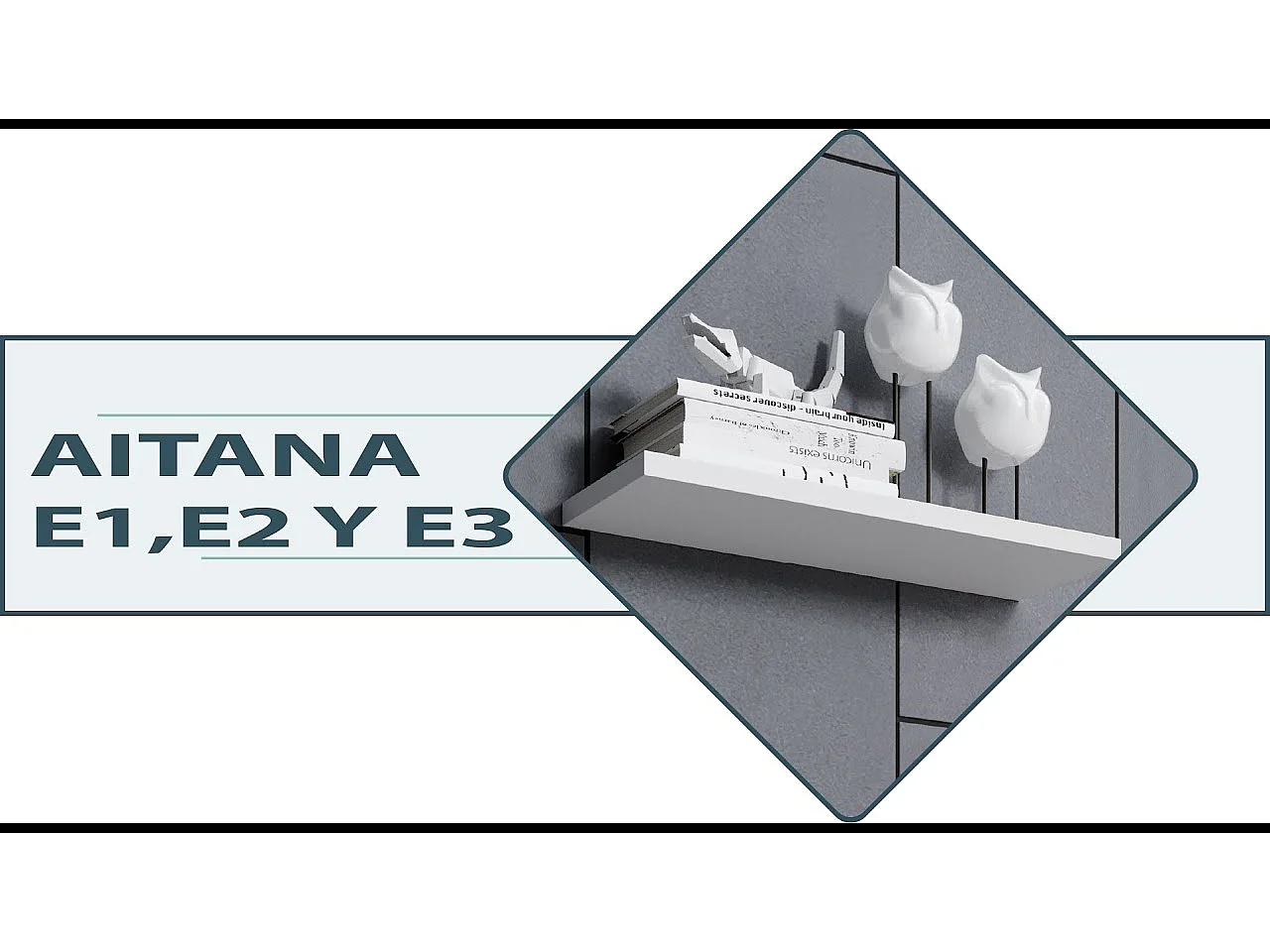 Estante de pared para Salón comedor en Blanco 60x20x2,2cm Aitana E