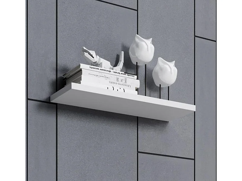 Etagère murale pour Salon Salle à manger en Blanc 60x20x2,2cm Aitana E
