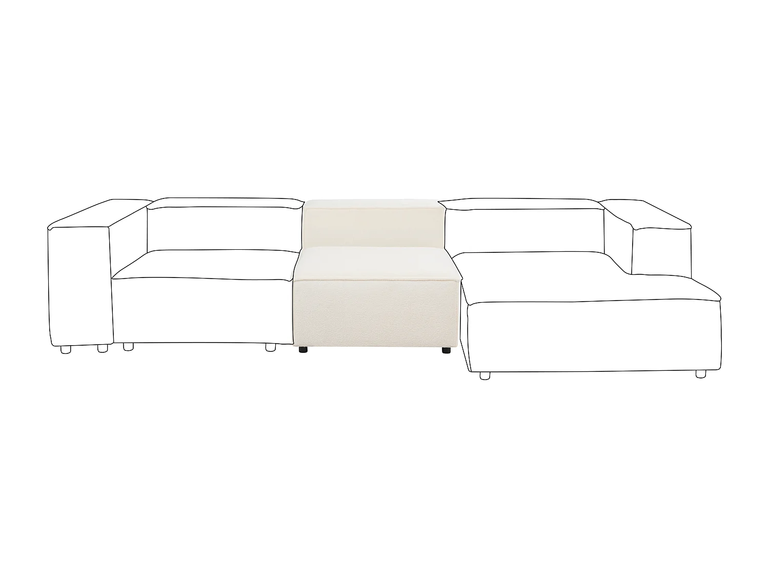 Module fauteuil ARDAL Bouclé Blanc cassé