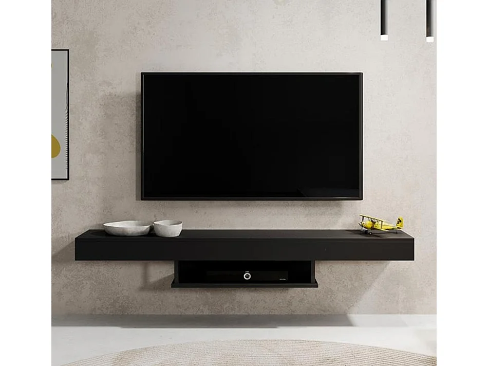 Meuble TV suspendu pour Salon Salle à manger en Noir 150x29,6x22cm Aydin